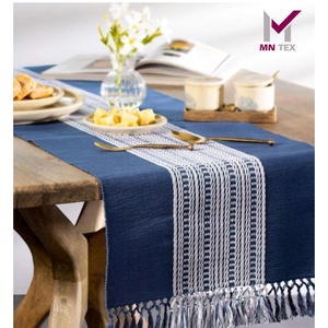 Camino de mesa de algodón para cenas festivas Reuniones familiares Banquetes de hotel Bodas-Tejido liso y tinte - Product Image 1