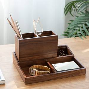Organizador de Escritorio Moderno Hecho a Mano de Madera, Forma Rectangular, Minimalista, de un Solo Nivel, Bandeja de Almacenamiento Multifuncional para Maquillaje, Joyería y Oficina - Product Image 5