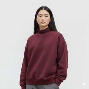 Sweat-shirt oversize à col montant pour femme, pull décontracté coupe ample en molleton 100% coton, option face avant, idéal pour la personnalisation (OEM) - Product Image 2