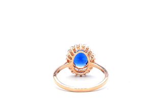 Luxury oval royal blue sapphire diamond halo <b>ring</b> <b>crafted</b> for weddings anniversaries and premium gemstone jewelry - Product Image 2