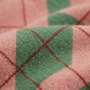 <b>Custom</b> Pink Green Argyle Knitted Cotton Breathable V-Neck Button Sorority Cardigan Women Casual Sweater Long Sleeve Regular Fit - Product Image 4