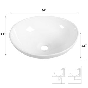 Lavabo Ovale in Pietra 40x33x14 cm (LxPxA) con Rubinetto a Leva e Maniglia a Triangolo per Bagno - Product Image 4