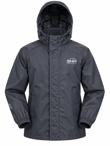 Veste de pluie imperméable à capuche pour homme, coupe-vent léger avec rabat anti-tempête, capuche à cordon de serrage, poignets élastiques, logo personnalisé, coque extérieure - Product Image 1