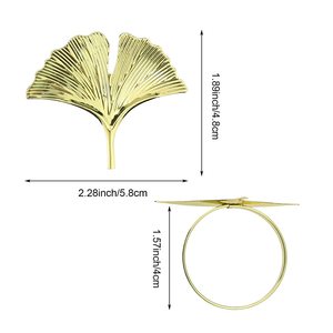 Gold Gingko Leaf Napkin <b>Ring</b> For Table Decoration Decorative Metal Crafts Tableware Luxury Napkin <b>Rings</b> <b>Cheap</b> Price - Product Image 2