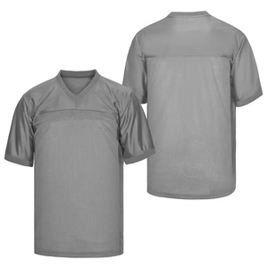 Camiseta de Fútbol Unisex Gris con Cuello en V, Manga Corta, Malla Transpirable, Absorbe la Humedad, 100% Poliéster, Ajustada, Color Sólido, para Todas las Temporadas - Product Image 3