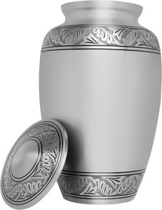 Urne funéraire en argent pour cendres humaines, fabriquée à la main en laiton - Product Image 1