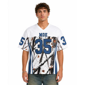 เสื้อเจอร์ซีย์ตาข่ายลายพรางต้นไม้ สไตล์สตรีทแวร์ฤดูร้อน สำหรับทุกเพศ สามารถสั่งทำชื่อและหมายเลขได้ ทรงบ็อกซี่ฟิตแบบครอป เสื้อฟุตบอลอเมริกันสไตล์เรโทร - Product Image 1