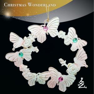 Ornement de guirlande papillon en acrylique transparent rose et vert, unique, en promotion, pour la décoration suspendue de Noël, du Nouvel An et du printemps - Product Image 1