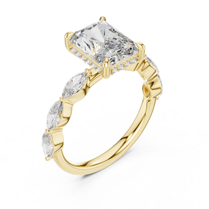 แหวนเพชรทรงเรเดียนท์คัท เพาะเลี้ยงในห้องปฏิบัติการ ทองคำแท้ 14K 18K ทรงมาร์คีส์ ประดับเพชรแบบพาเว่ น้ำหนัก 3.70 กะรัต DEF VVS รับรองโดย IGI แหวนหมั้น ขายส่ง - Product Image 3
