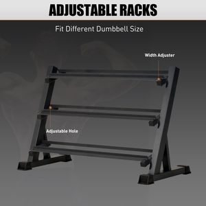 Support de rangement réglable à 3 niveaux pour haltères, capacité 1100 lb, base de 36 pouces, idéal pour les salles de sport à domicile - Product Image 5