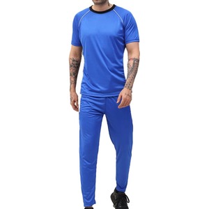 Camiseta Deportiva de Manga Corta Azul Sólida para Hombre, Transpirable, de Secado Rápido, Cuello Redondo, Ligera, de Poliéster, Conjunto Deportivo de Verano - Product Image 3