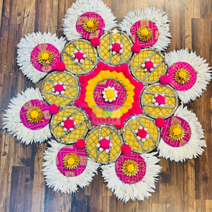 Plancher en bois MDF fait à la main indien Rangoli Diwali pièce maîtresse décor d'événement de mariage décor de fête Rangoli pour la maison - Product Image 5