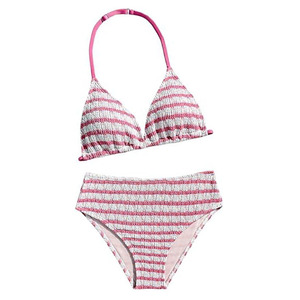 Ensemble de bikini personnalisé pour femme, maillot de bain deux pièces rayé, haut triangle et bas taille haute, tenue de plage, vente en gros usine - Product Image 4