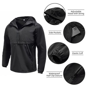 New Design Custom <b>Men's</b> Quick Dry Breathable Windproof <b>Half</b> <b>Zip</b> Hooded Streetwear Windbreaker <b>Jacket</b> Outdoor Hiking Moto Casual - Product Image 2