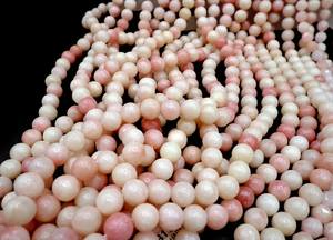 Perles de pierres précieuses d'opale rose naturelle, lisses, rondes, couleur rose vif, pleine longueur, de haute qualité - Product Image 3