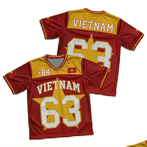 Camiseta de Fútbol de Vietnam Unisex con Cuello en V, Manga Corta, Sublimada, Transpirable, de Malla de Poliéster, Ropa Deportiva para Equipos, Todas las Temporadas, Corte Regular para Adultos - Product Image 1