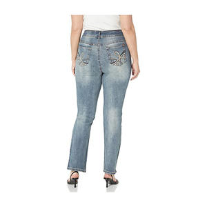 Jeans pour femmes de qualité supérieure, style streetwear décontracté, coupe droite, design personnalisé, pantalon en denim pour jeunes filles, Pakistan - Product Image 3
