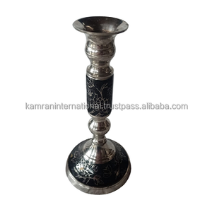 Bougeoir en relief noir plaqué argent fait à la main pour la fête de mariage à la maison-pour Noël Pâques Saint-Valentin Anniversaire - Product Image 1