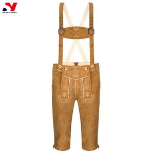 Authentic German Trachten Lederhosen for <b>Men</b> Bavarian Brown Long Lederhosen Distressed Finish Button Fly Low Cost Manufacturing - Product Image 6