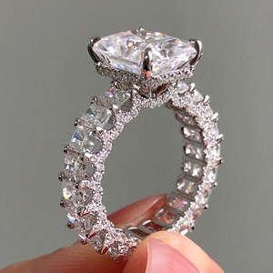 Radiant Lab Grown Diamond Engagement <b>Ring</b> Wedding <b>Ring</b> 5.90 Carat Yellow Gold 14k Party Gift Jewelry - Product Image 5
