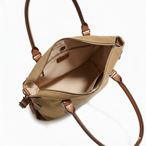 Sac fourre-tout unisexe Royaa style américain multi-poches avec logo vintage, résistant à l'eau, fermeture éclair, en toile et cuir véritable végétal de 13 pouces - Product Image 6