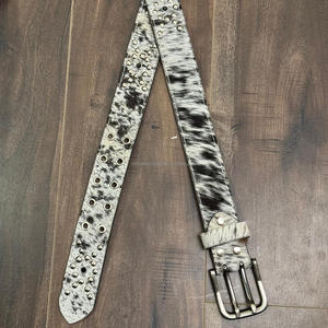 เข็มขัดหนังวัวแท้แบบตะวันตกสำหรับผู้ชายและผู้หญิงคุณภาพสูงพร้อมห่วงเงินและหัวเข็มขัดสองง่ามสำหรับสไตล์ตัวหนา - Product Image 6