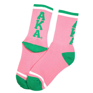 AKA Pink Green Crew <b>Socks</b> Embroidered Athletic Knitted <b>Socks</b> Women Casual Comfortable Everyday Wear - Product Image 2