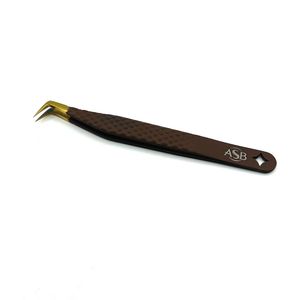 Pinzas para Pestañas con Punta Delgada de 90 Grados, Acero Inoxidable, Herramienta de Precisión, Mango Marrón con Logotipo Personalizado - Product Image 2