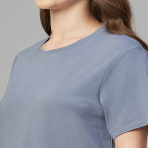 Camiseta de manga corta para mujer con logotipo personalizado, color sólido, venta al por mayor, ropa informal, camisetas transpirables de alta calidad que absorben la humedad - Product Image 5