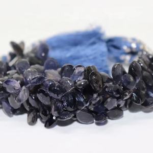 Cuentas de briolette de iolita facetadas al por mayor 8*13mm en forma de pera 8 pulgadas piedra natural de corte lateral - Product Image 1