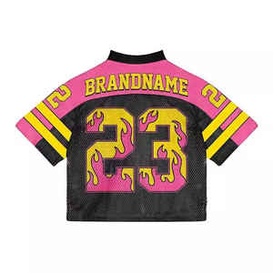 Maillot de football américain rétro tendance, style streetwear, impression sublimée personnalisée, jersey en mesh cousu. - Product Image 4
