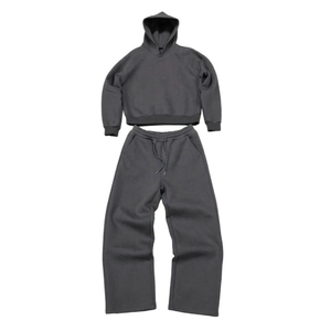 Ensemble survêtement personnalisé avec logo, sweat à capuche et pantalon de jogging, coupe ample, grande taille, séchage rapide, respirant, pour hommes - Product Image 4