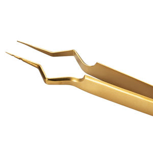 Pince à épiler de précision dorée pour extensions de cils – Conception unique, utilisation facile, outils d'application pour cils en bande complète - Product Image 1