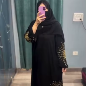 Elegant Hand Embroidered Floor Length Abaya <b>For</b> Women <b>Long</b> Sleeve Breathable <b>Eid</b> Wear - Product Image 1