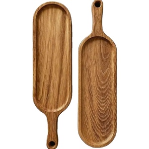 Bandeja de servir de madera de acacia clara con borde festoneado, plato decorativo de madera estilo vintage para postres, precio al por mayor - Product Image 1
