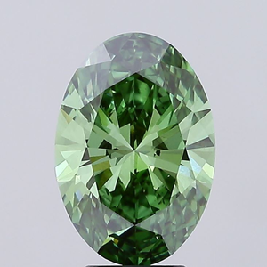 Diamant de laboratoire ovale de 4 carats, couleur vert vif fantaisie, clarté VS, certifié IGI, taille excellente, pour la fabrication de bijoux - Product Image 1
