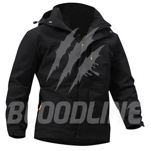 Chaqueta Impermeable para Hombre Bloodline, Manga Larga, para Exteriores, con Capucha, Blanca y Azul, para Todas las Estaciones - Product Image 1