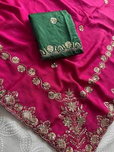 Sari de Seda Tradicional LAMOUNT con Bordado, Diseño Nuevo y Atractivo, para Mujer, Ideal para Bodas, Diwali, Fiestas en la Playa, Estilo Indio - Product Image 5