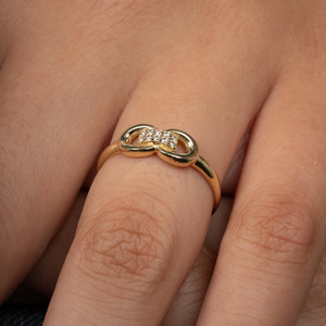 Anillo de Diamantes con Eslabones Entrelazados, Oro de 14K/18K, Anillo con Forma de Ocho, Anillo de Nudo Infinito, Símbolos de Amor, Joyería Elegante, Regalo - Product Image 6
