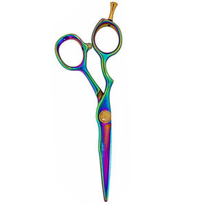 Ciseaux de barbier de 5,5 pouces en titane couleur arc-en-ciel pour droitiers, ciseaux de salon de beauté en acier inoxydable - Product Image 3