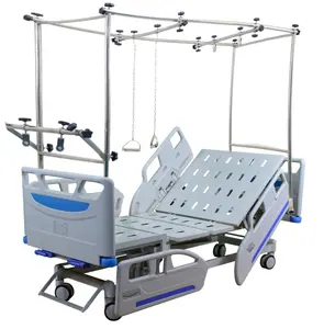 Vente en gros de lit d'hôpital orthopédique manuel multifonction mobile à traction lombaire avec roues lit médical orthopédique pliable