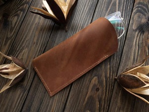 Sleek Classic Luxury Genuine Leather <b>Glasses</b> Holder Lightweight Water Resistant Travel Eyewear Sleeve Multi-Functional LGC-0126 - Product Image 4