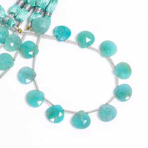 Natural Amazonite Faceted Heart Shape Briolette Gemstone Beads 10.50 To 10.75mm Loose Polished <b>Stone</b> Beads For Jewelry Making - Product Image 2