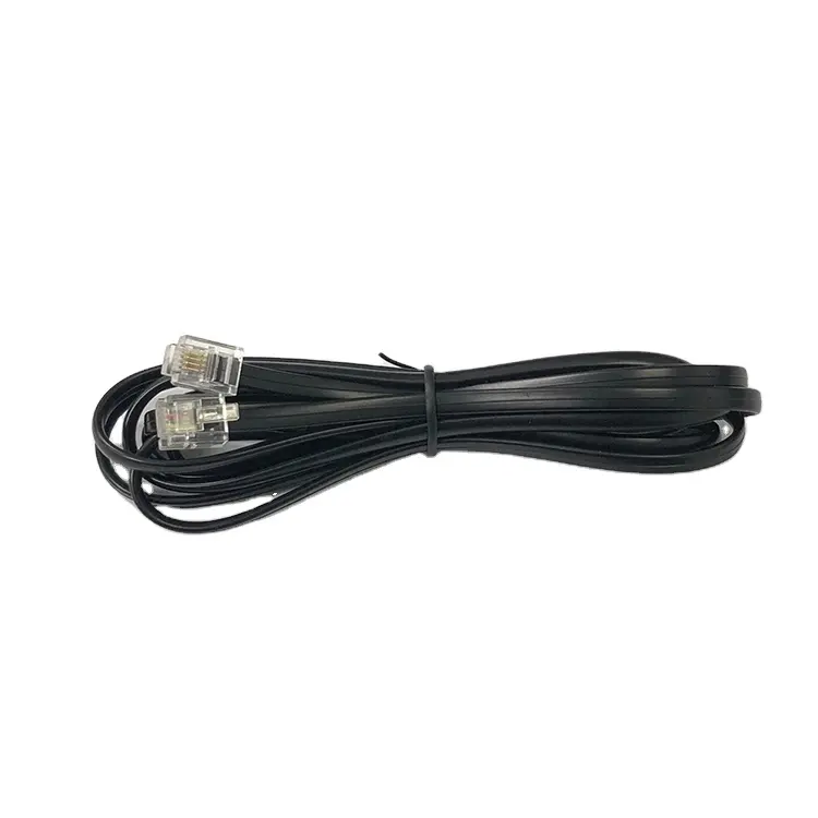 Factory Hot Sale Rj11 RJ12 Phone Cord Flat Round Coil DSL Cable