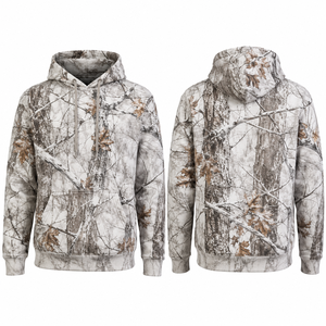 Sweat à capuche camouflage MEGAMAPLE pour homme, manches longues, en polyester anti-humidité, tenue de chasse, style été, avec logo frontal - Product Image 1