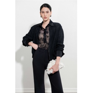 Nouveaux pantalons pour femmes ELYN WIDE-LEG PANTS, fermeture éclair latérale minimaliste, 73% polyester, 17% rayonne, 10% élasthanne, pantalon taille haute pour femmes - Product Image 4