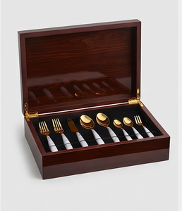 Ensemble de couverts en acier inoxydable design marbre, tête dorée, écologique, pour la salle à manger et la cuisine - Product Image 6