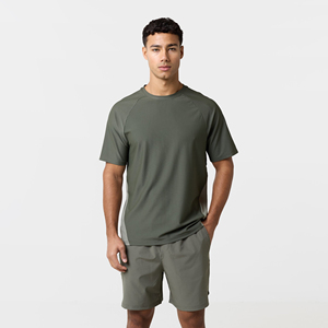 Conjunto Casual de Verano para Hombre de Dos Piezas, Camiseta de Cuello Redondo y Manga Corta, Pantalones Cortos a Cuadros, Transpirable, Tejido de Punto, 100% Algodón - Product Image 3