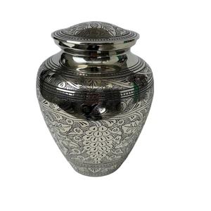 Urna de cremación de Fuego Azul de tamaño mediano, diseño grabado a mano, urnas de Metal fundido curvado, artesanías, suministros funerarios para adultos, urnas humanas - Product Image 2