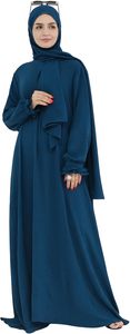 Abaya Hijab pour femmes, robe longue à manches longues, couleur unie, robe modeste, tenue quotidienne, style Moyen-Orient, polyester, coupe ample - Product Image 5